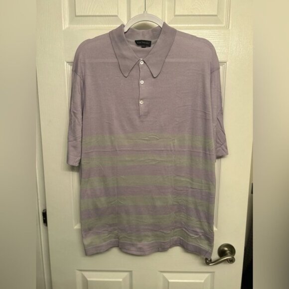 John Smedley Striped Knit Polo Shirt - Picture 1 of 5